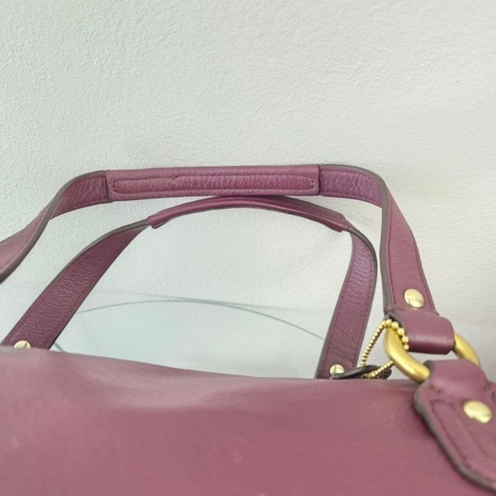 Coach Campbell Domed Satchel Plum Purple Leather‎ Handbag F25151 Gold Hardware - Picture 9 of 15